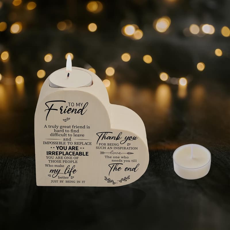 Personalized Wooden Candle Holders for Friendship Birthday Gift