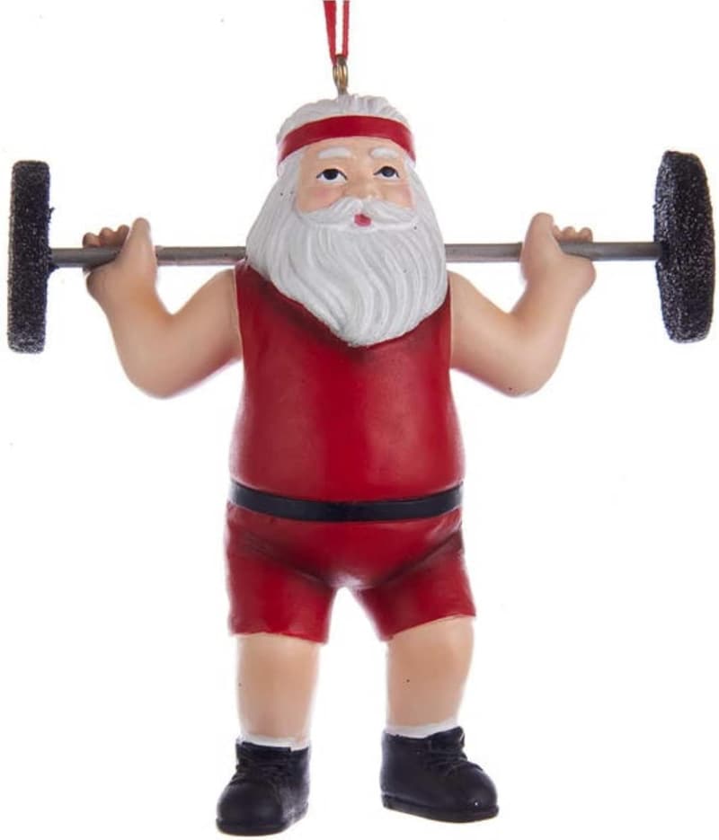 Christmas Santa Weightlifter Ornament by Kurt S. Adler