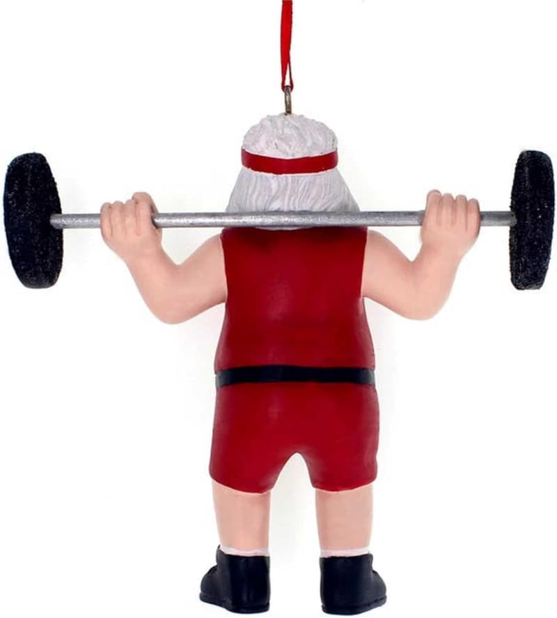 Christmas Santa Weightlifter Ornament by Kurt S. Adler