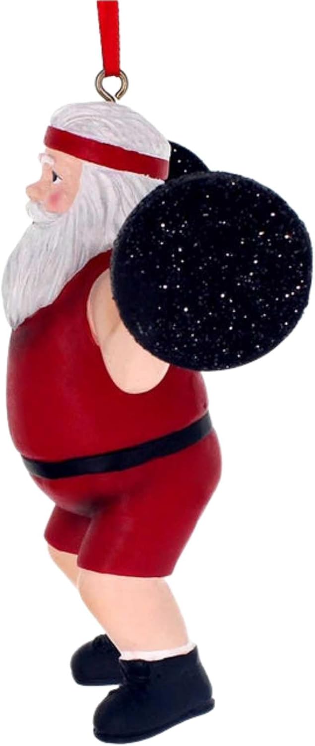 Christmas Santa Weightlifter Ornament by Kurt S. Adler