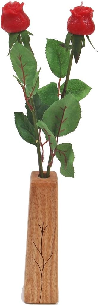 16th Anniversary Handmade Red Wax Roses in Oak Vase
