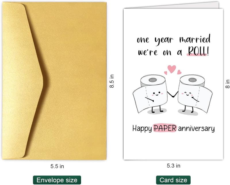 Happy 1st Anniversary Card for Couples, Cute Paper Design