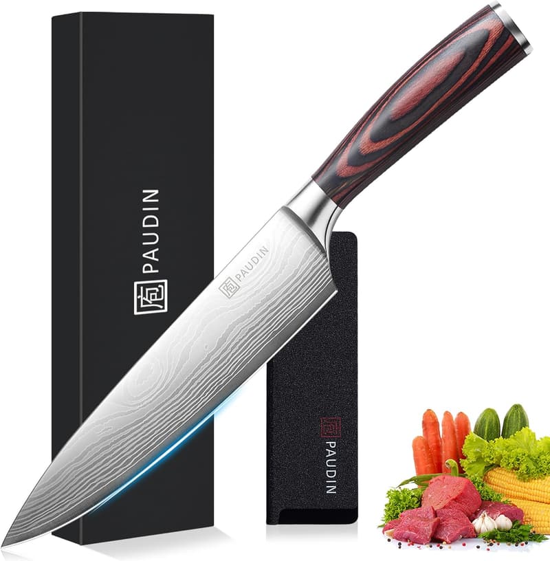 8-Inch High Carbon Chef Knife with Ergonomic Handle, Gift Boxed