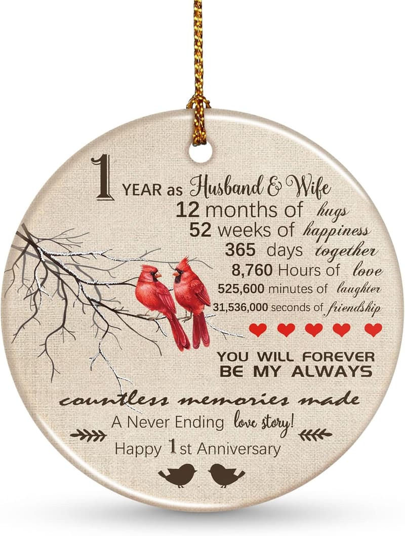 1st Anniversary Personalized Paper Ornament for Couples