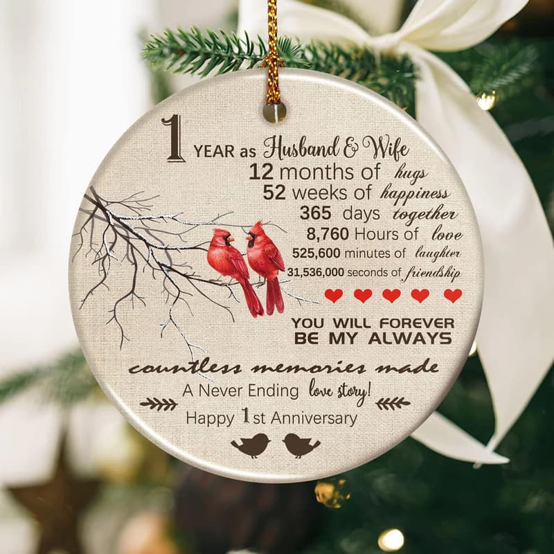1st Anniversary Personalized Paper Ornament for Couples