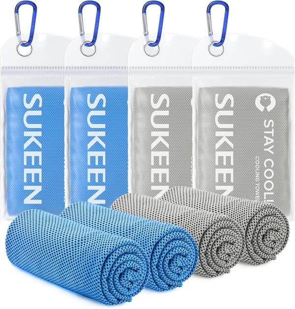 Cooling Microfiber Towel Set - 4 Pack for Sports & Yoga