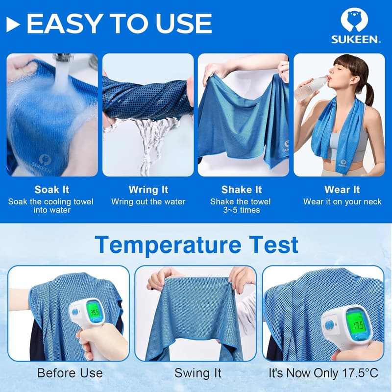 Cooling Microfiber Towel Set - 4 Pack for Sports & Yoga