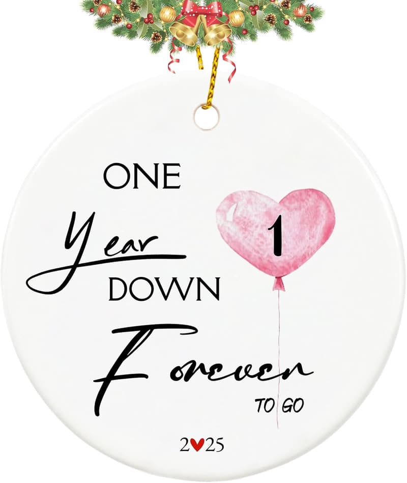 First Anniversary Ceramic Ornament Gift for Couples