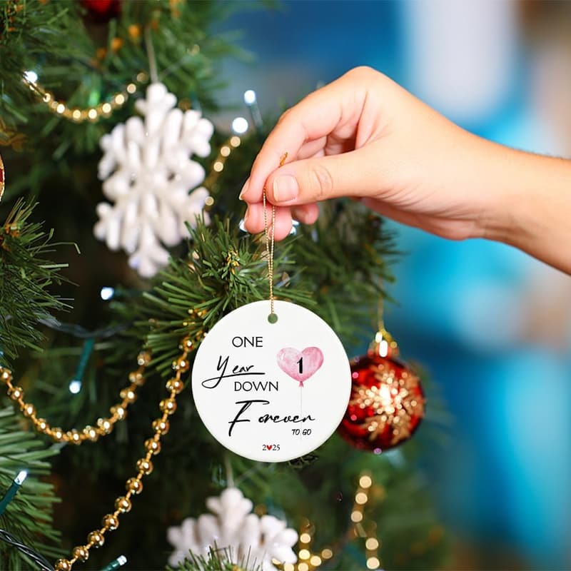First Anniversary Ceramic Ornament Gift for Couples
