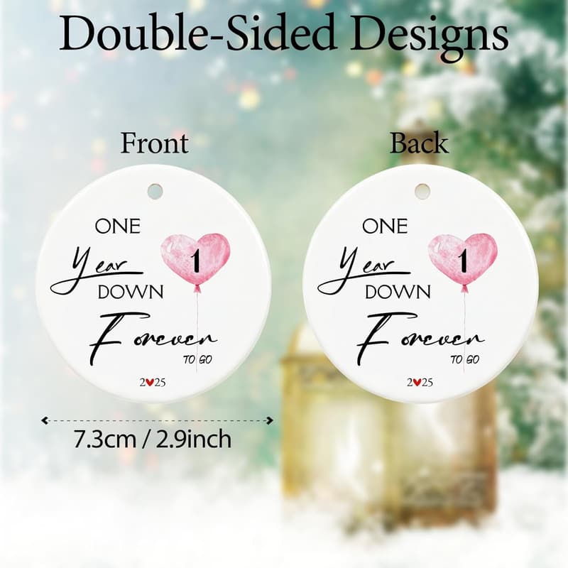 First Anniversary Ceramic Ornament Gift for Couples