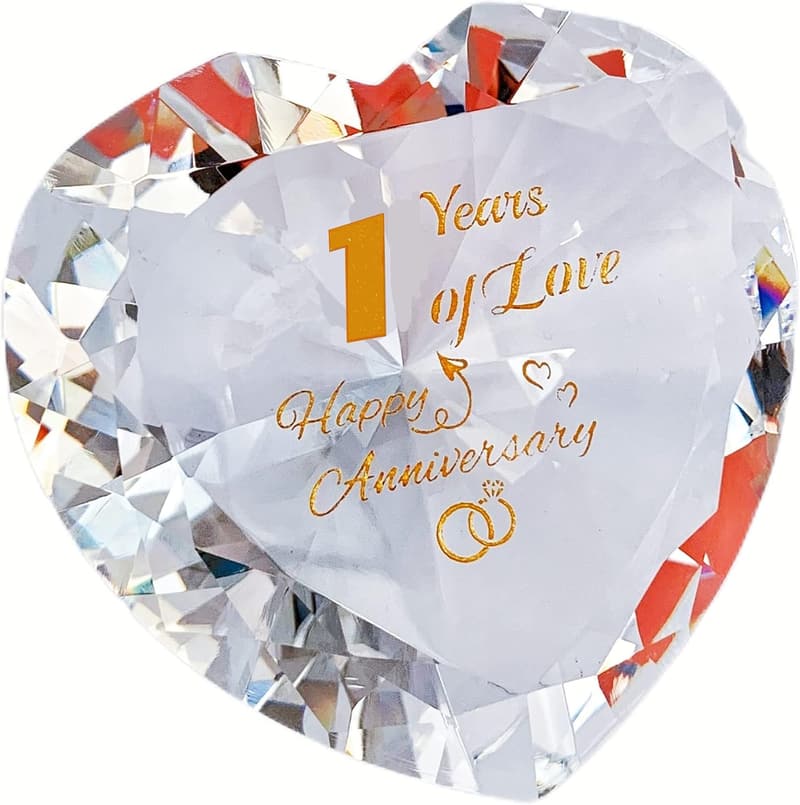 1st Anniversary Crystal Heart Keepsake for Couples