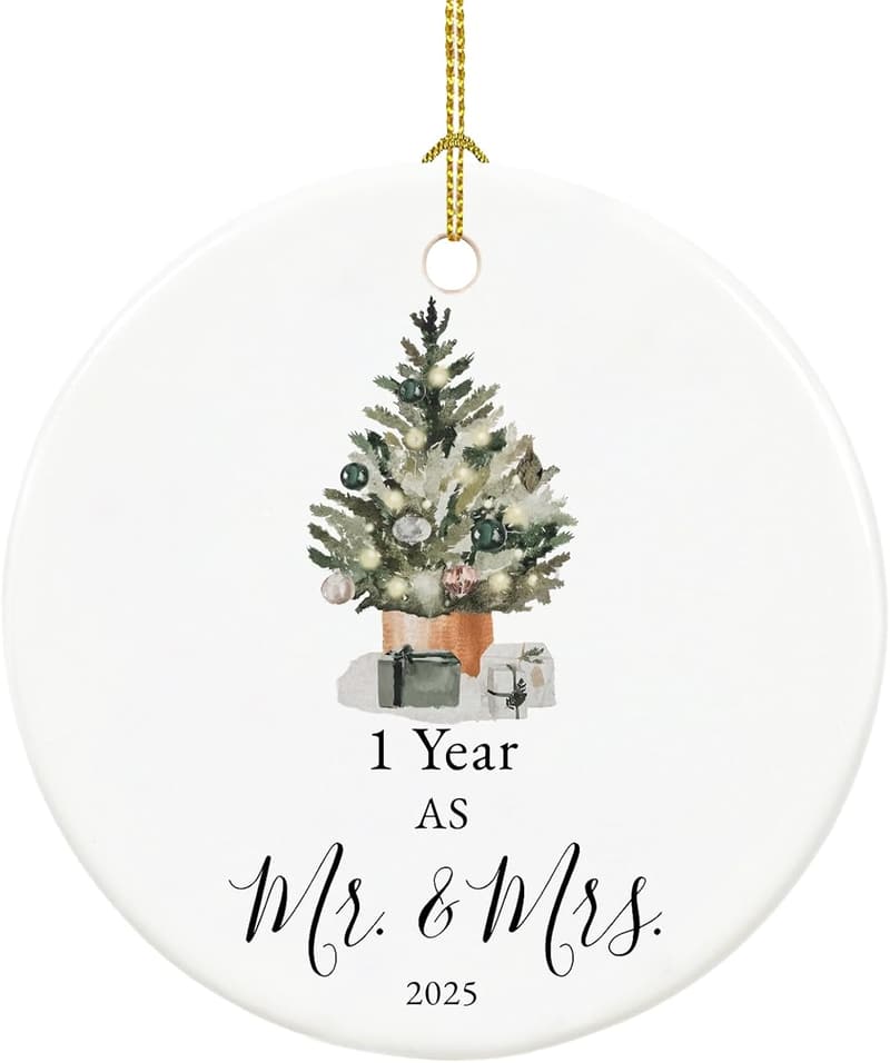 First Anniversary Ceramic Ornament Gift for Couples