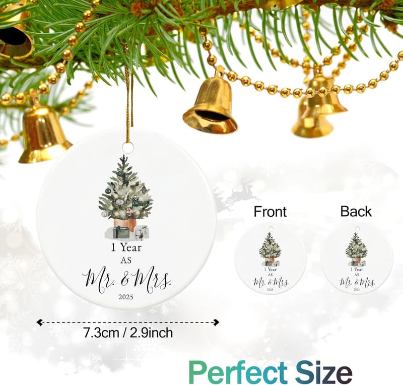 First Anniversary Ceramic Ornament Gift for Couples