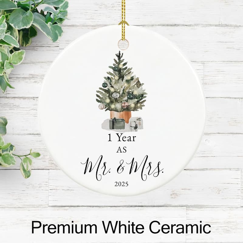 First Anniversary Ceramic Ornament Gift for Couples