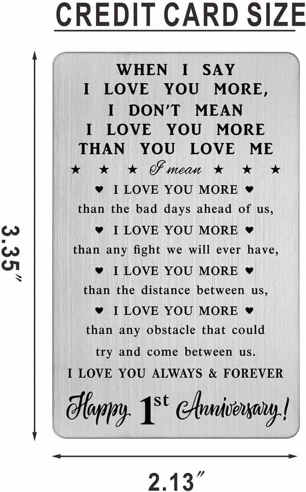 Happy 1st Anniversary Engraved Wallet Card for Him