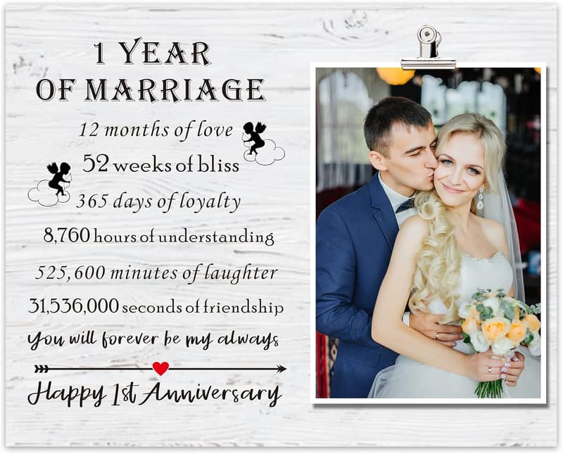 1st Anniversary Picture Frame Gifts for Couples, Paper Keepsake