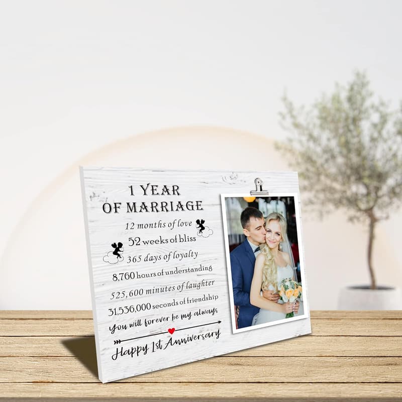 1st Anniversary Picture Frame Gifts for Couples, Paper Keepsake