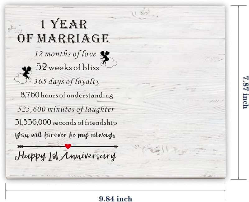 1st Anniversary Picture Frame Gifts for Couples, Paper Keepsake