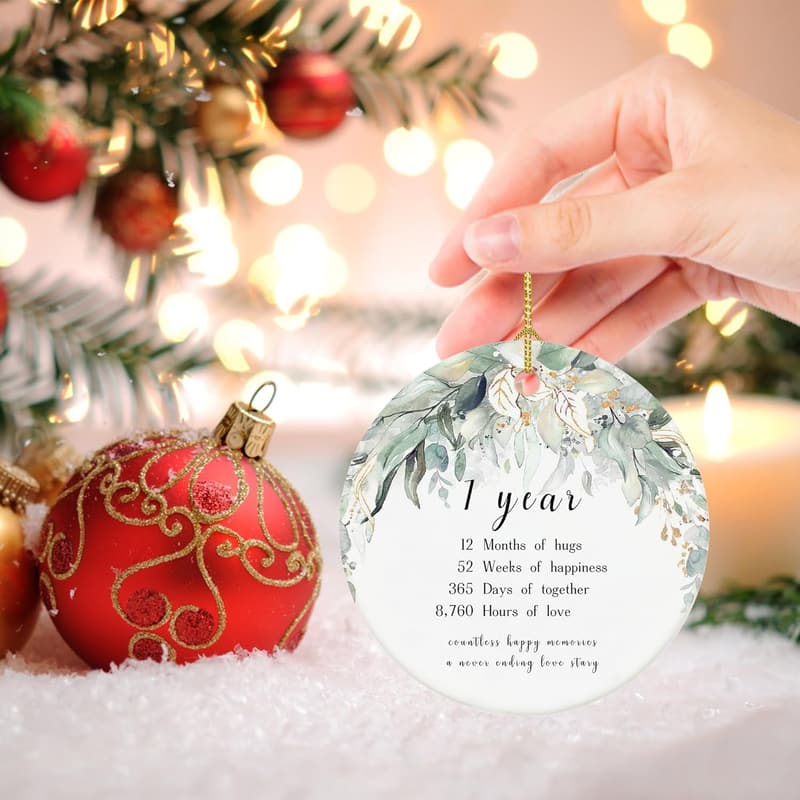 1st Anniversary Ceramic Keepsake Ornament for Couples