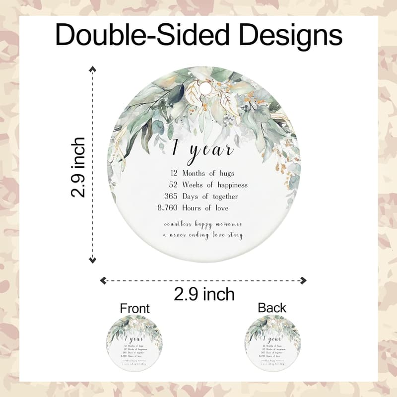 1st Anniversary Ceramic Keepsake Ornament for Couples