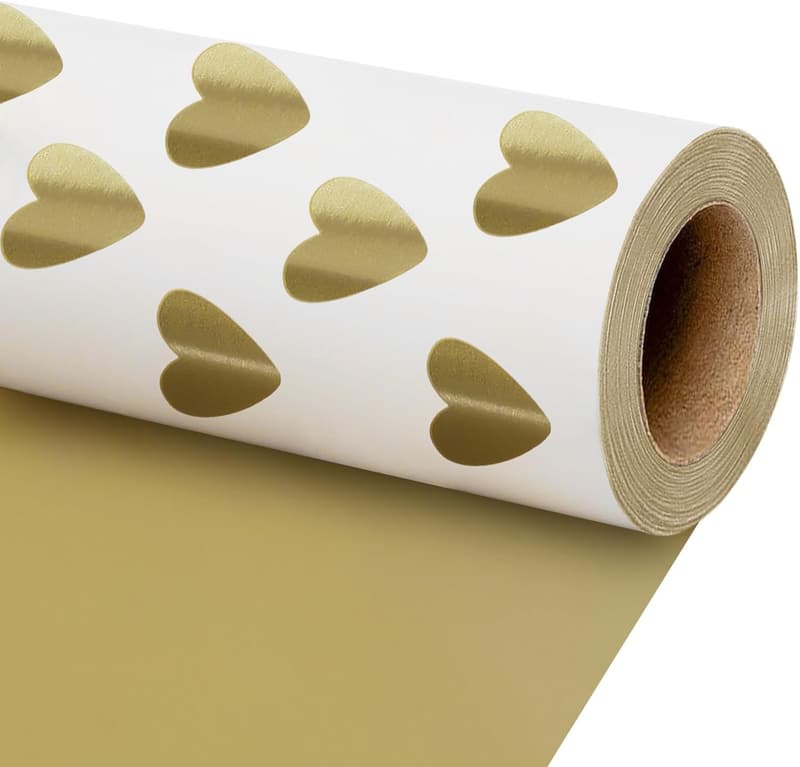 Mother's Day Gold Heart Reversible Wrapping Paper Roll 17