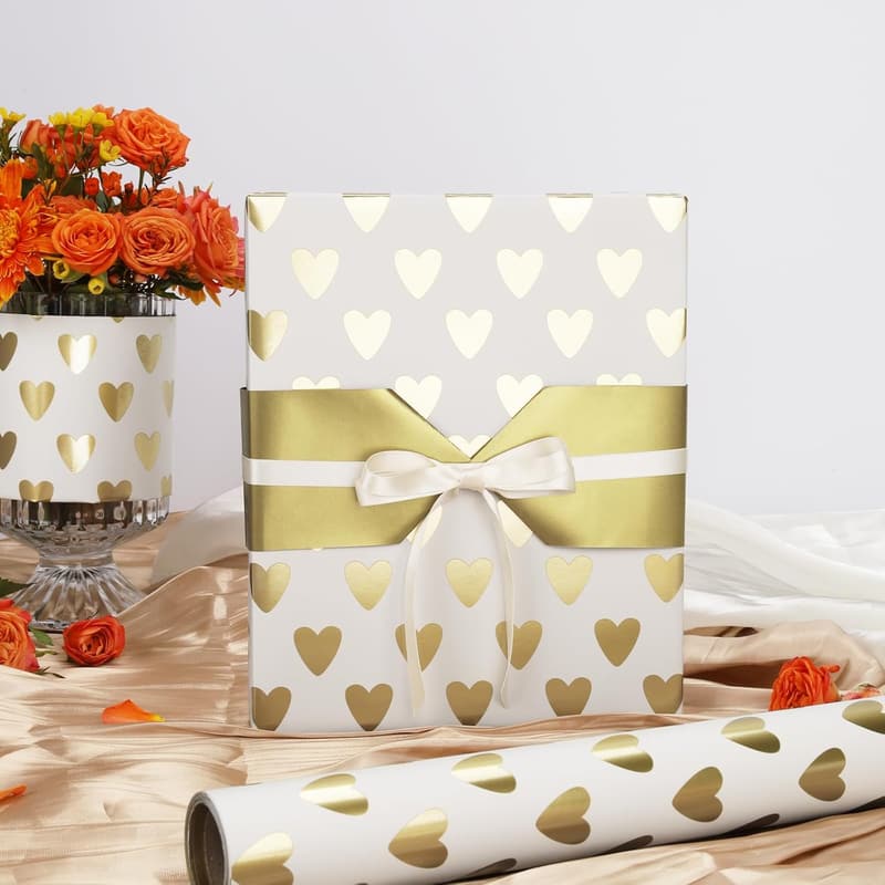 Mother's Day Gold Heart Reversible Wrapping Paper Roll 17