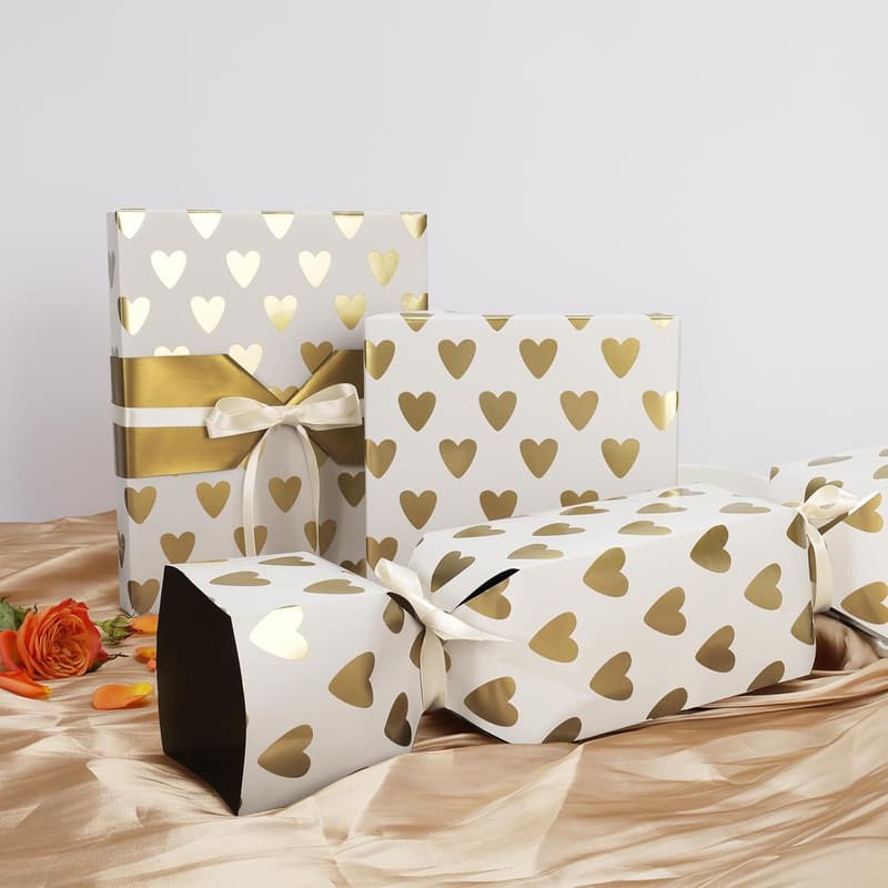 Mother's Day Gold Heart Reversible Wrapping Paper Roll 17