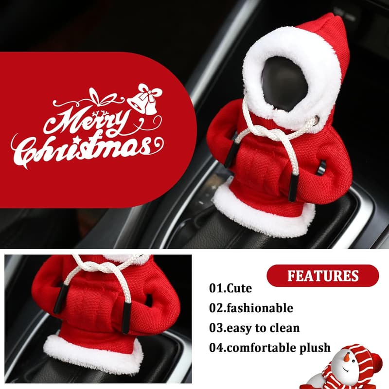 Christmas Hoodie Gear Shift Cover for Cars (Red)