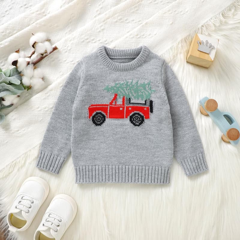 Toddler Boy Christmas Sweater - Long Sleeve Knit