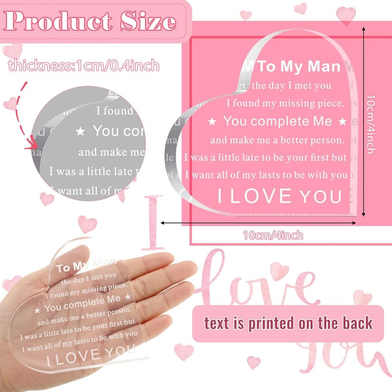 Heart Style Acrylic Keepsake for Him - Anniversary & Birthday Gift