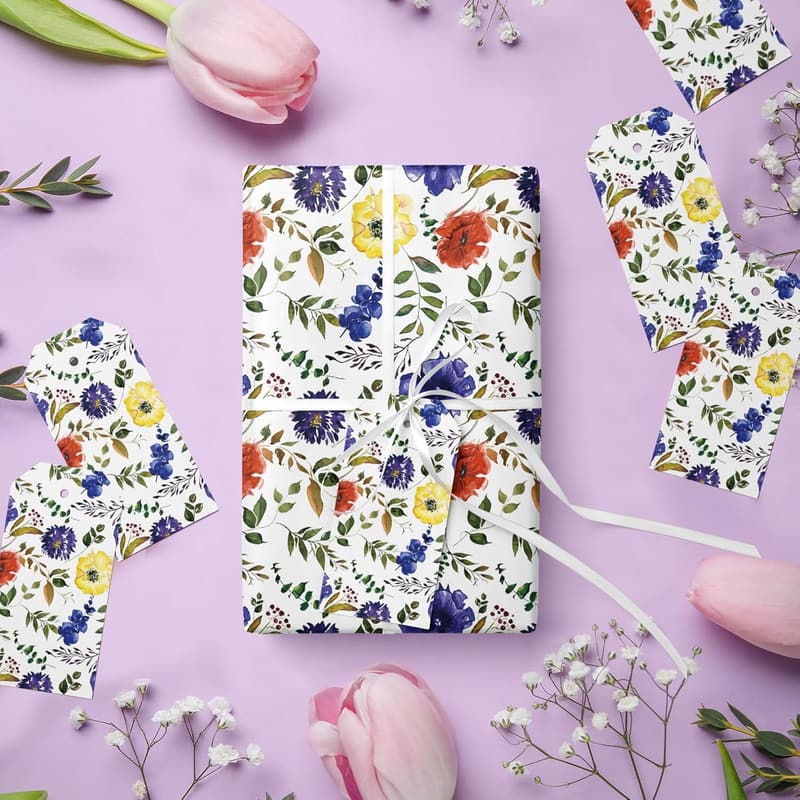 Floral Gift Wrap Roll for Weddings & Anniversaries, 17