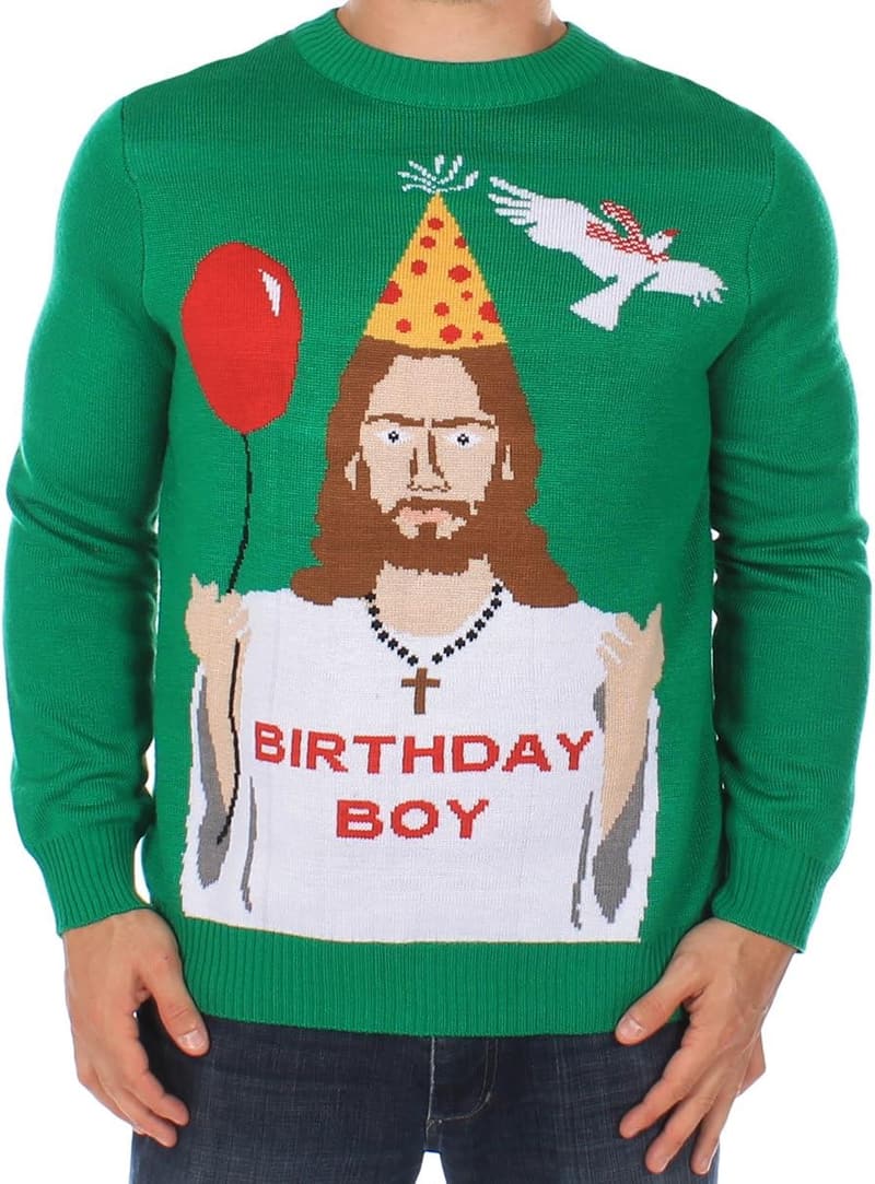 Funny Men's Ugly Christmas Sweater - Colorful Holiday Pullover