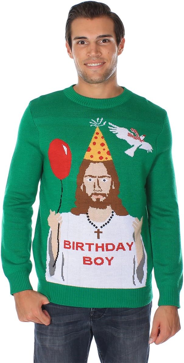 Funny Men's Ugly Christmas Sweater - Colorful Holiday Pullover