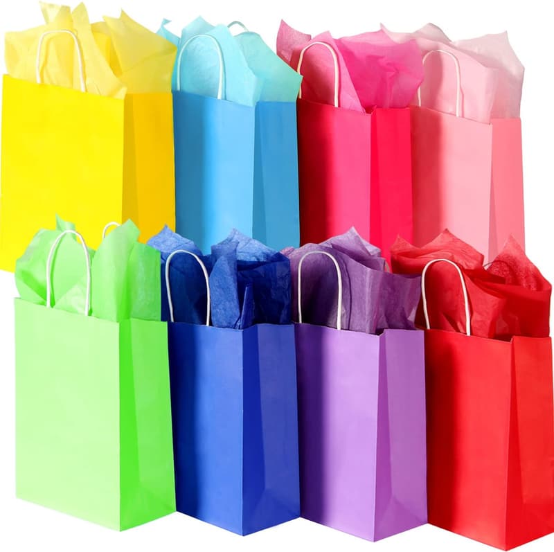 Rainbow Gift Bags with Handles - 32 Pcs for Parties and Weddings