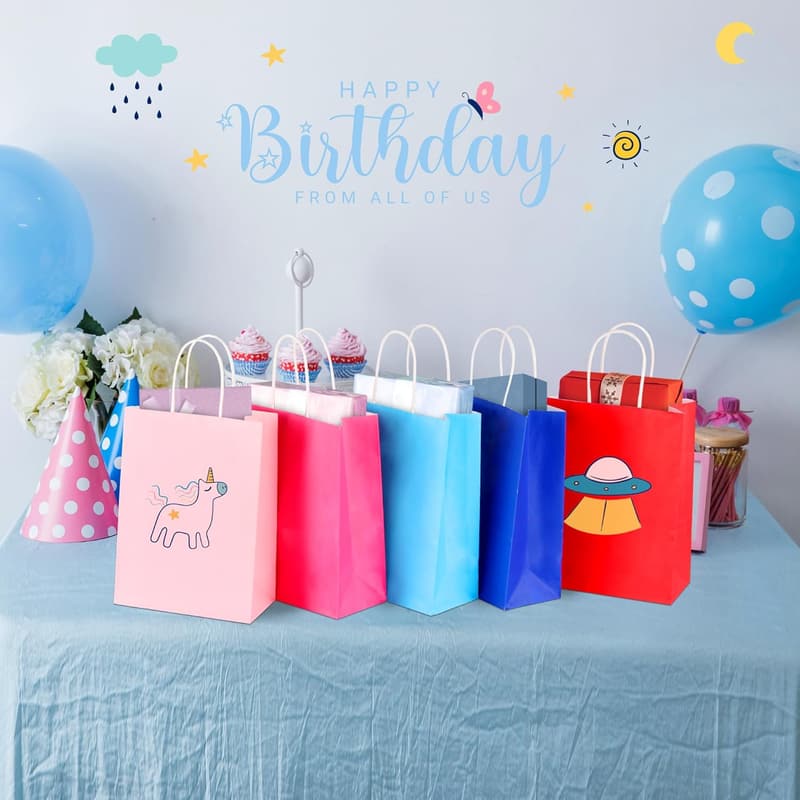 Rainbow Gift Bags with Handles - 32 Pcs for Parties and Weddings