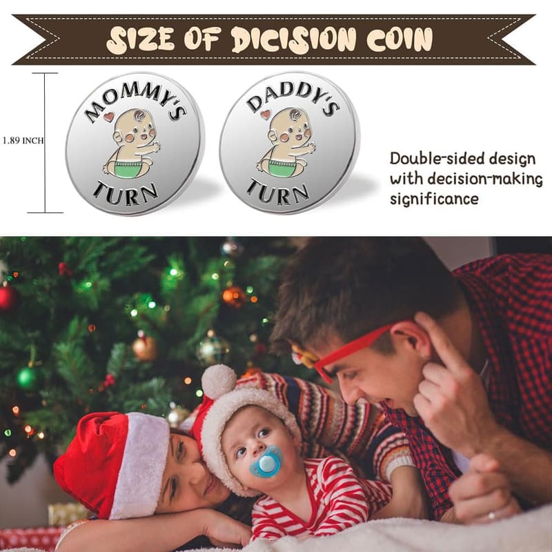 Funny Decision Coin for New Parents - Cute Gift for Baby Showers
