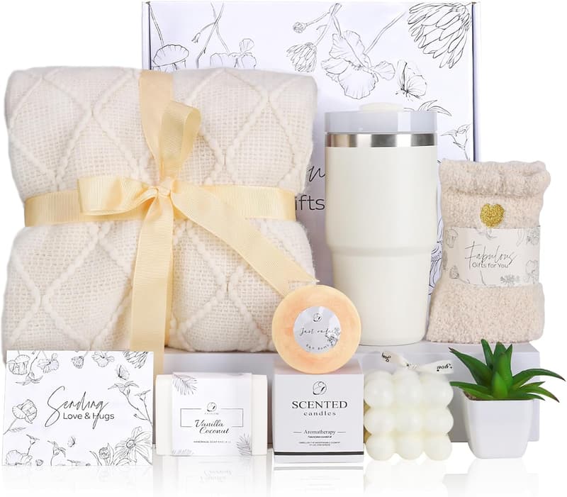 Mother's Day Care Package for Women - Tumbler & Blanket Gift Set
