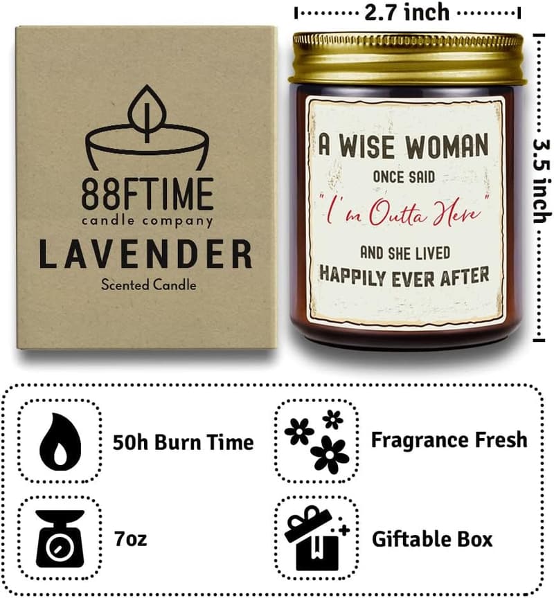 Happy Retirement Soy Wax Candle - 7oz Lavender Scented Gift for Women