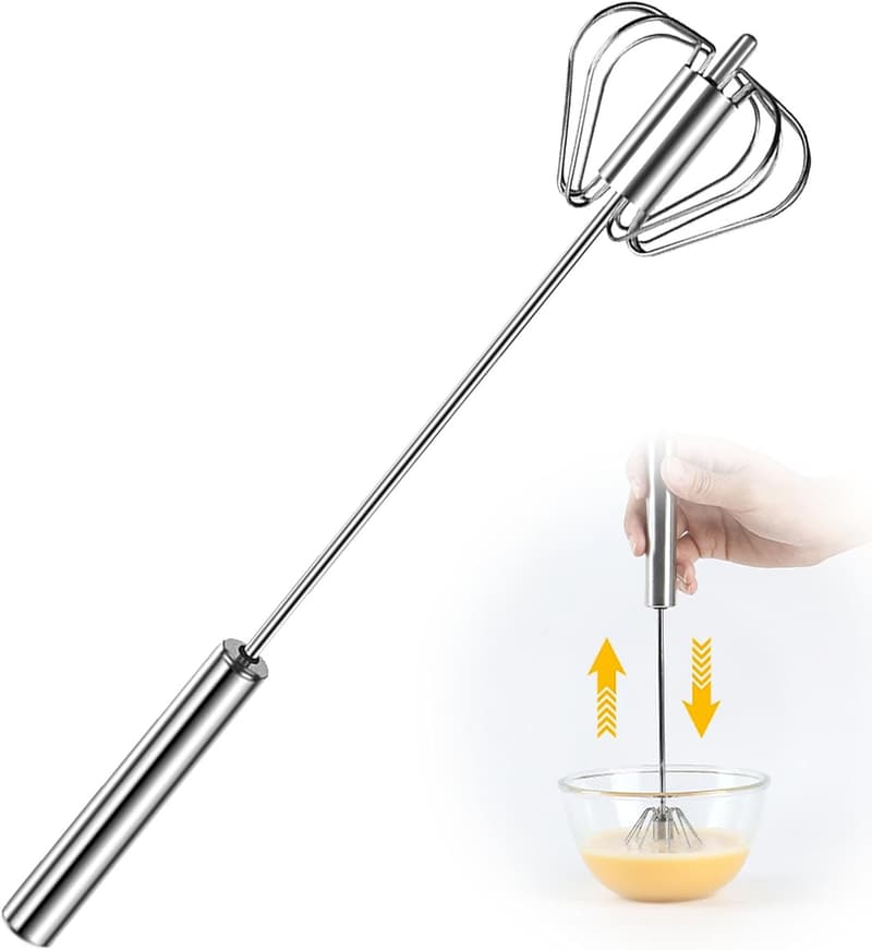 Stainless Steel Hand-Push Egg Whisk Blender for Cooking