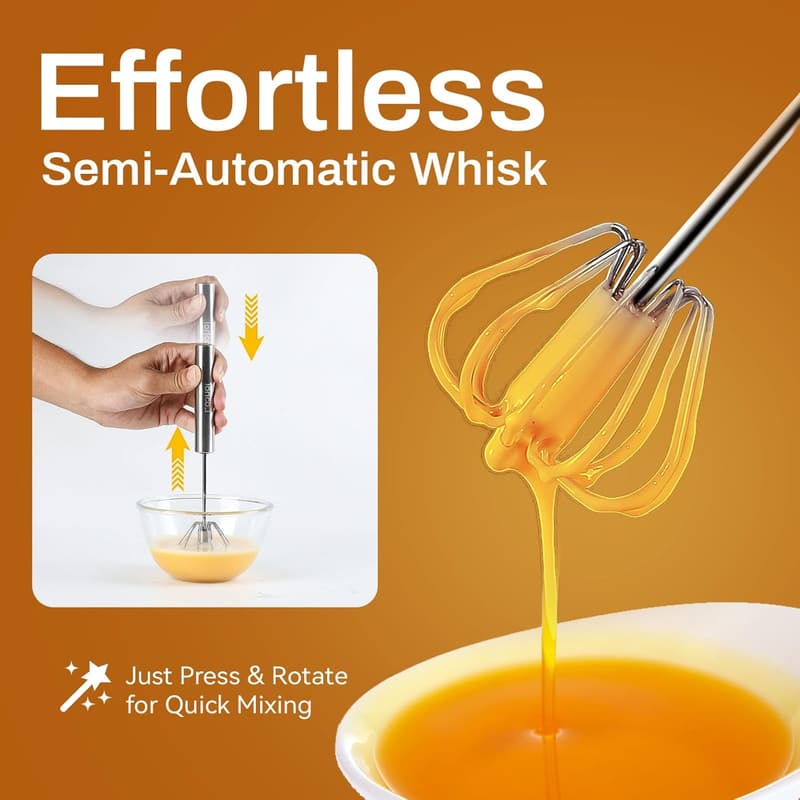 Stainless Steel Hand-Push Egg Whisk Blender for Cooking