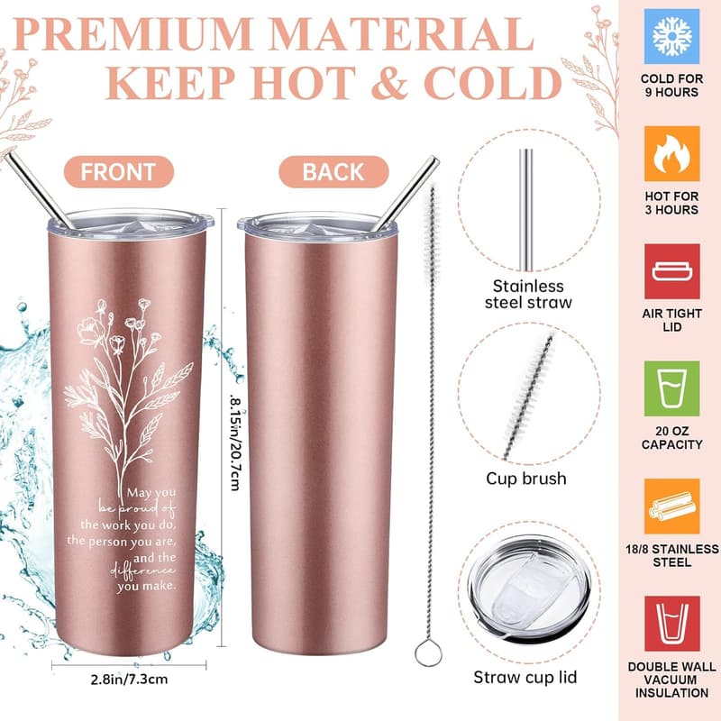 Employee Appreciation Gift Set: Boho Flower Tumblers & Journal