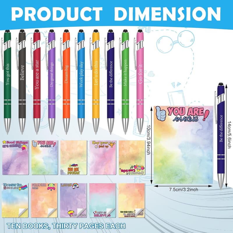 Nurse Appreciation Gifts: 20 Pcs Inspirational Pens & Notepads