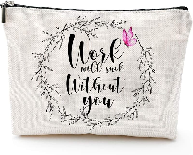 Coworker Farewell Gift - Blue Leaves Makeup Bag