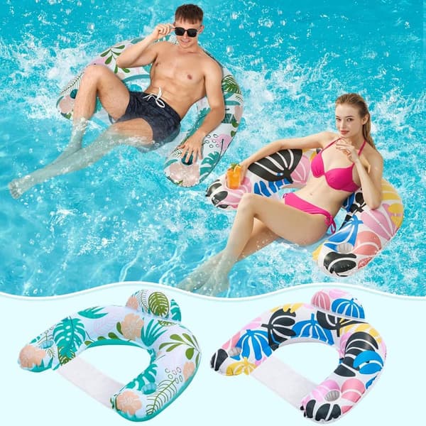 Inflatable Pool Floats for Adults with Cup Holders - 2 Pack