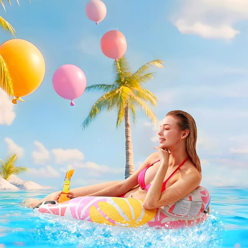 Inflatable Pool Floats for Adults with Cup Holders - 2 Pack