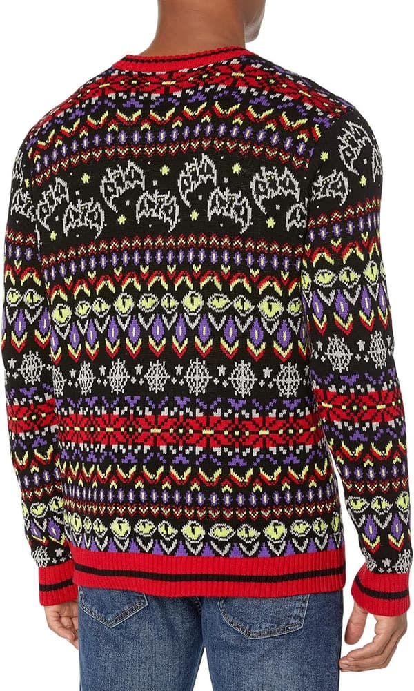 Men's Ugly Christmas Sweater with Bat Design