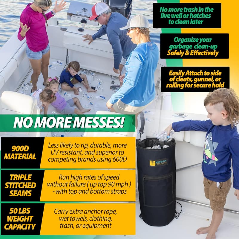 Portable Boat Trash Can - Reusable Marine Trash Bag for Boating