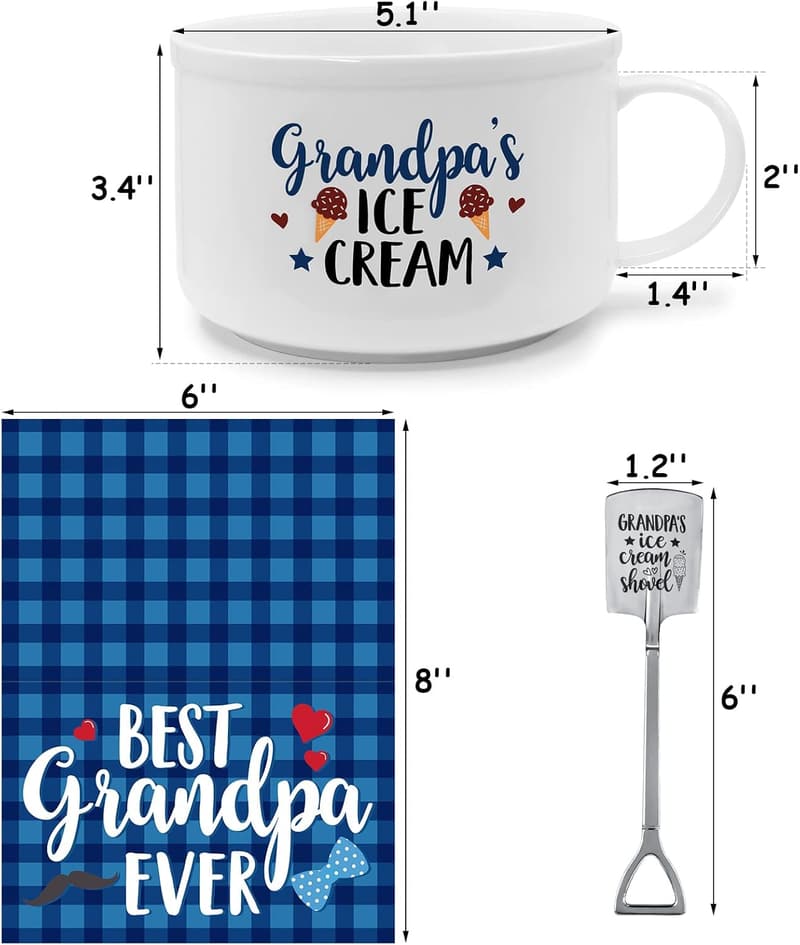 Best Grandpa Ever Ice Cream Bowl Set with Card - Engraved Gift