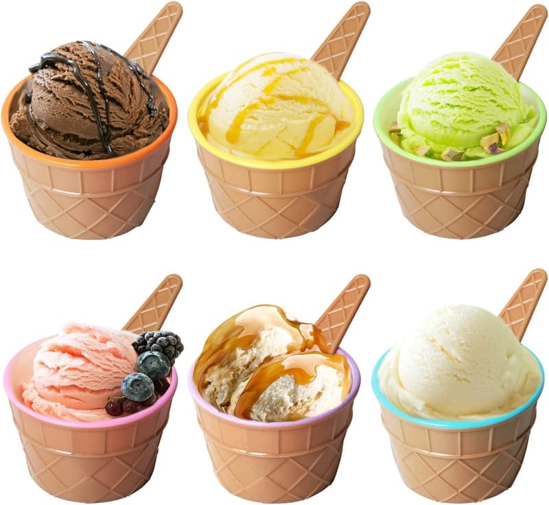 Cartoon Ice Cream Bowls Set (6) with Spoons - Kids' Party Favors