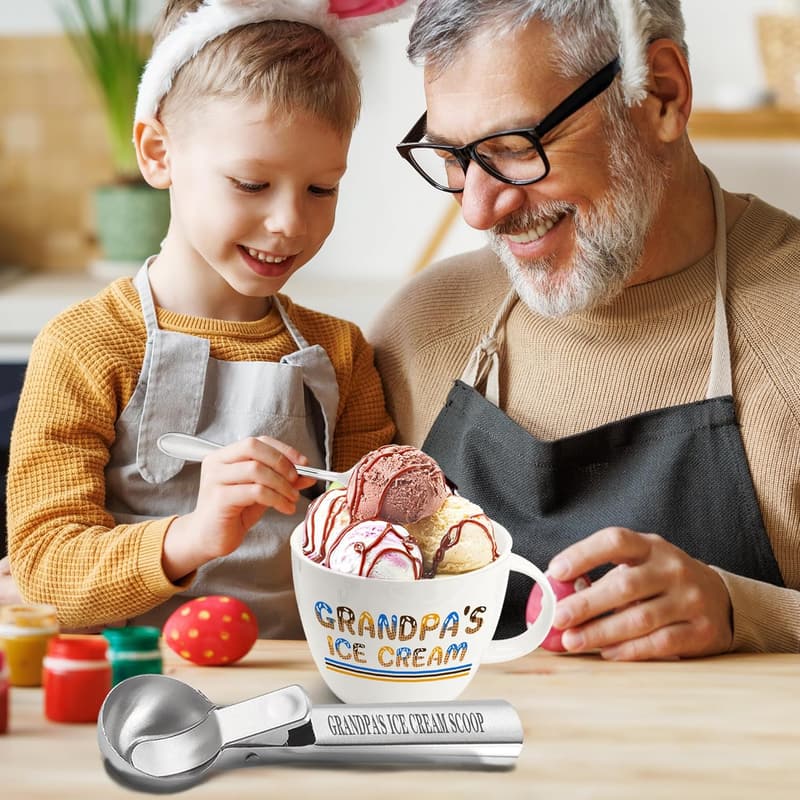 Grandpa's Ice Cream Bowl Scoop Set - Perfect Gift for Father's Day